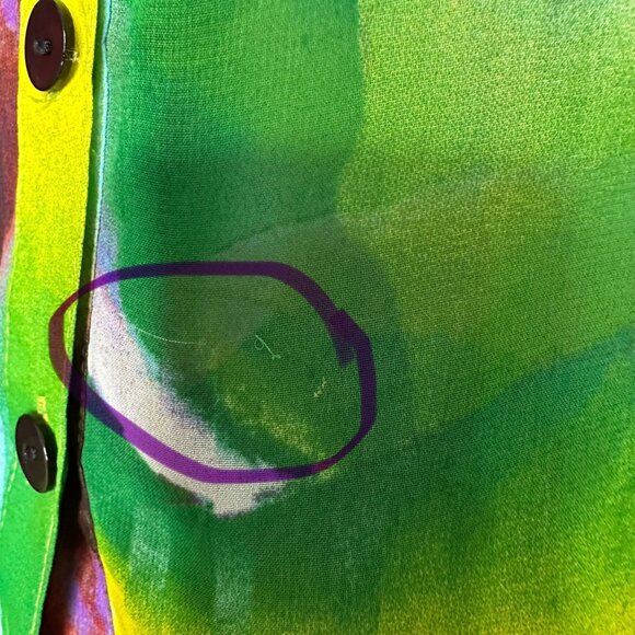 Clara Sun Woo Button up Shirt Medium Green Multicolor Flyaway - Picture 8 of 9